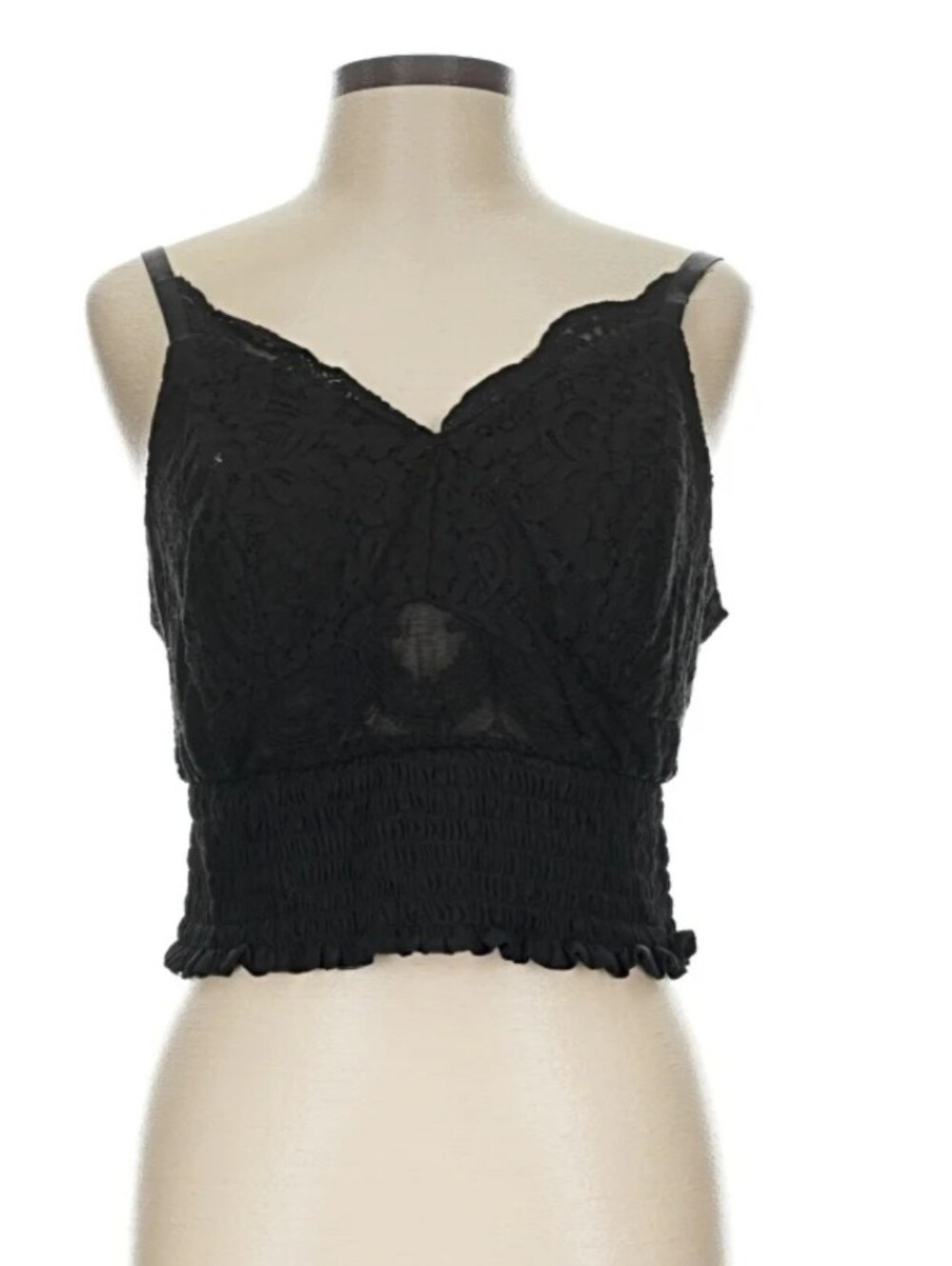 torrid Black Lace Trim Spaghetti Strap Tank Top - Unbranded